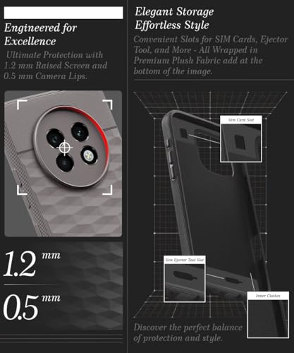 Image of WOW IMAGINE Back Cover for Realme 13 Plus 5G | Realme P1 Speed 5G with Hexa Cube Design | Soft Rubberised Case | Inner Velvet Fabric | Matte Silicone Flexible Mobile Case | Camera Protection - Grey