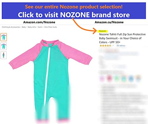Nozone Tahiti Full Zip Sun Protective Baby Swimsuit in Lime/Aquatic, 6-12 Months - Thumbnail 3