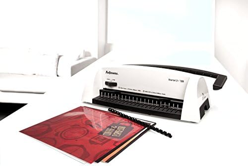 Binding Machine for Home - Fellowes Starlet 2+ 21-Hole, 120 Sheet Personal Manual Paper Punch Comb Binder Machine - Ideal for Home Use - White/Grey