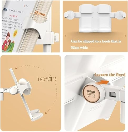 Estante de lectura de pie ajustable con soporte universal para dispositivos y libros 5
