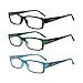 Produktbild LianSan L3718 BK-GN-BU Lesebrille mit PC-Rahmen, klassisch, rechteckig, für Damen und Herren, 1,0, 1,5, 2,0, 2,5, 3,0, 3,5, 4,0, 3 Stück