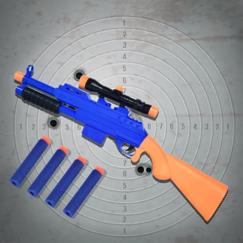 Storio Toys Blaze Storm Manual Soft Suction Bullet Gun Toy with 10 Safe Soft Foam Bullets, Fun Target Shooting Battle Fight Game for Kids Boys