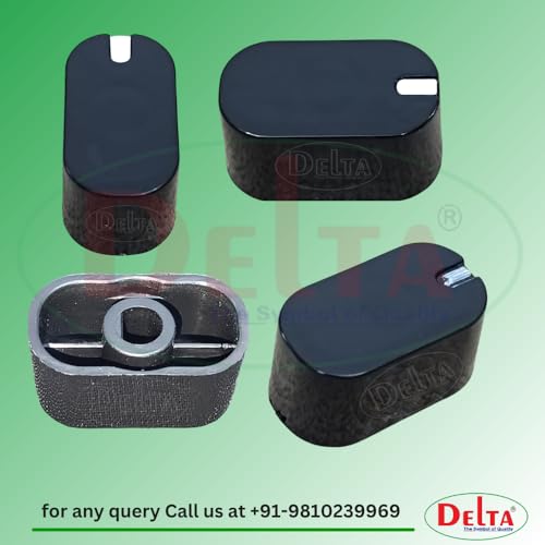 Image of DELTA Universal fit Knob for Gas Stove Replacement Parts | Long Lasting, Smooth Operation, Premium PVC On-Off Push Type 8 MM Spindle Black Knob for All Sleek Slim Modal Gas Stove Pack of 4