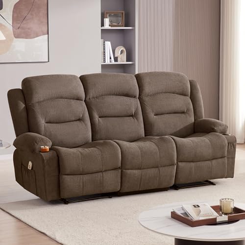 Reedvales Oversized Recliner Sofa with Heat and Massage, Big Large 3-Seater RV Recliner Couch Sofa...