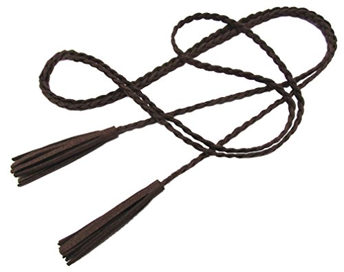 Women girls braided belt decorated tassel waist belt rope in soli…