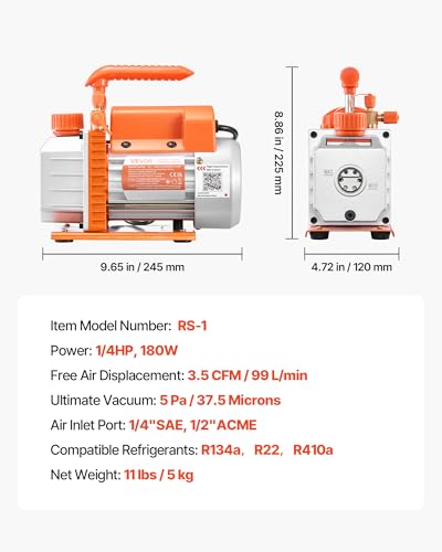 Bomba de Vacío VEVOR, 3.5 CFM 1/4 HP para HVAC miniatura 7