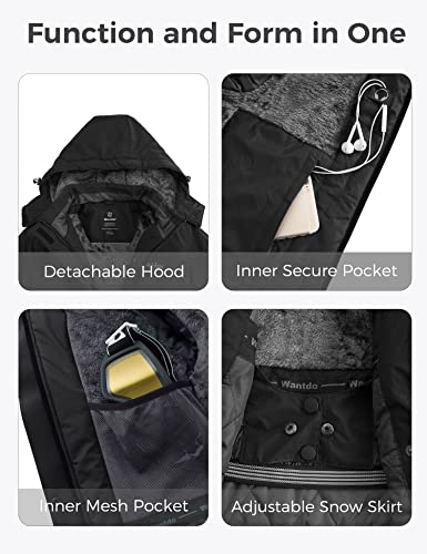 Wantdo Women's Warm Ski Coat Fleece Winter Jacket Waterproof Jackets Mountain Parka Black Xl #TOP5