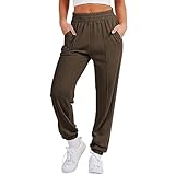 AMDOLE Pantalones deportivos para mujer, holgados, informales, de talle alto, con tirantes en la parte inferior, ropa de masaje, café, XXL
