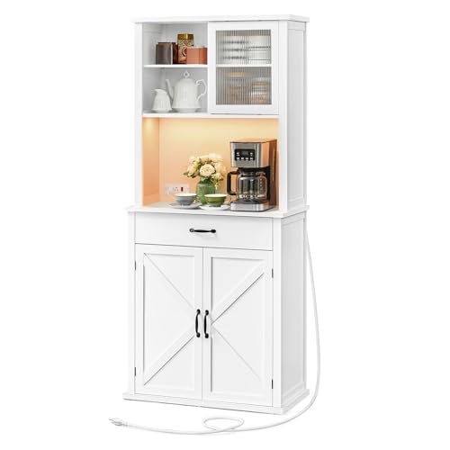 VASAGLE 71' Kitchen Pantry Cabinet with Lights and...