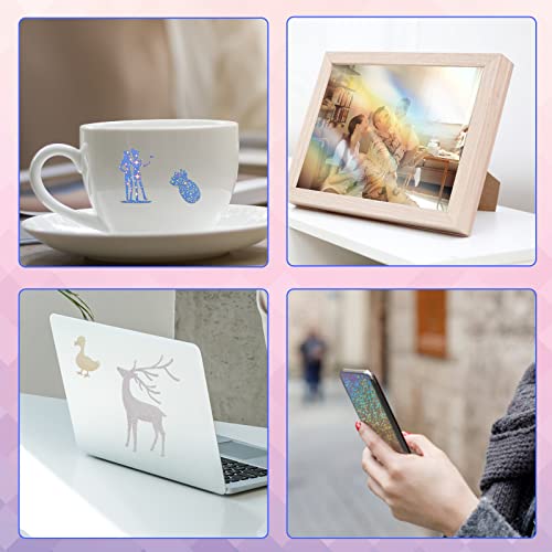 Windspeed 36 Sheets Holographic Laminate Film Waterproof Vinyl Sticker, Transparent Holographic Overlay Lamination with Gem Spot Rainbow Star 4 Patterns(21×30cm)…