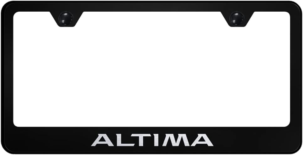 Au-TOMOTIVE GOLD Laser Etched Logo Stainless Steel License Plate Frame for Nissan Altima (Black)