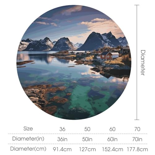 Nappe ronde îles de Norvège infroissable résistante aux taches décoration intérieur - 3