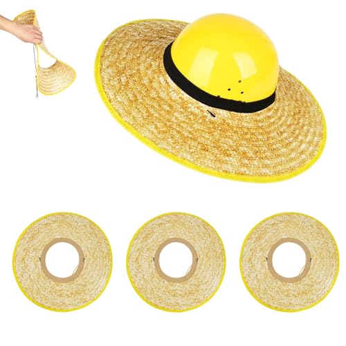 Dotspunt ヘルメット取付用 麦わら バイザー ヘルメット 日除けカバー 防風 日よけ サンシェード 日焼け止め UVカット 熱中症対策 建築現場(3 個)