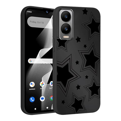 lioscre Cute Cool Star Phone Case for Cricket Debut s3 / at&t Vista 2 6.6', Aesthetic Coquette Black Pattern Print Design Case Soft Slim Shockproof TPU Protective Funda Cover for Women Girls