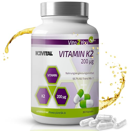 Vita2You Vitamin K2-200µg - 365 Kapseln - Original K2VITAL® - 99,7% All-Trans - Jahrespackung -...