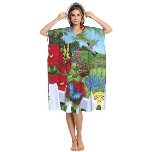 Poncho pour piscine et plage à séchage rapide imprimé fleurs