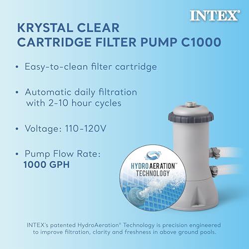 Intex 28167EH Easy Set Inflatable Swimming Pool Set: 15ft x 48in – Includes 1000 GPH Cartridge Filter Pump – Removable Ladder – Pool Cover – Ground