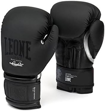 Leone Black & White Boxing Gloves (Black, 10 Oz)