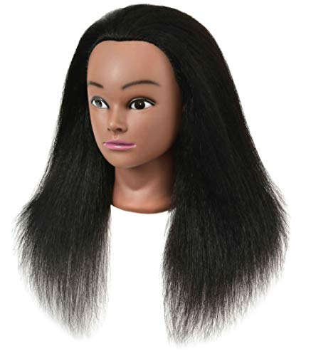 Mannequin Head with Human Hair for Hairdresser Training Braiding Styling Manikin Cosmetology Makeup Manican Doll Display Practice with Stand