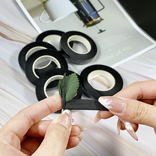 Zyoung 6 Rolls Black Floral Tapes For Bouquet Stem Wrap Florist Craft Projects,Floral Tapes Flower Adhesives Stem Wrap Tape,Wedding Wreath And Other Diy Crafts #TOP2
