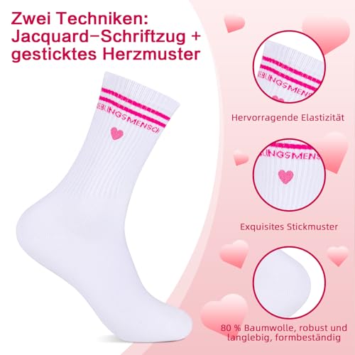 Yemmert Geschenke für Frauen Lieblingsmensch Geschenk Socken,Damen Baumwollsocken Herz Socken Geburtstagsgeschenk für Frauen Beste Freundin Geschenke