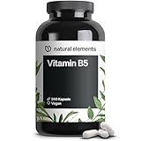 natural elements Vitamin B5 – 240 Kapseln - hochdosierte 500 mg Pantothensäure – vegan – in Deutschland produziert & laborgeprüft