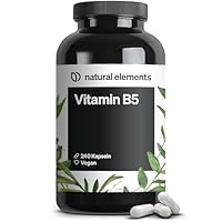 natural elements Vitamin B5 – 240 Kapseln - hochdosierte 500 mg Pantothensäure – vegan – in Deutschland produziert & laborgeprüft
