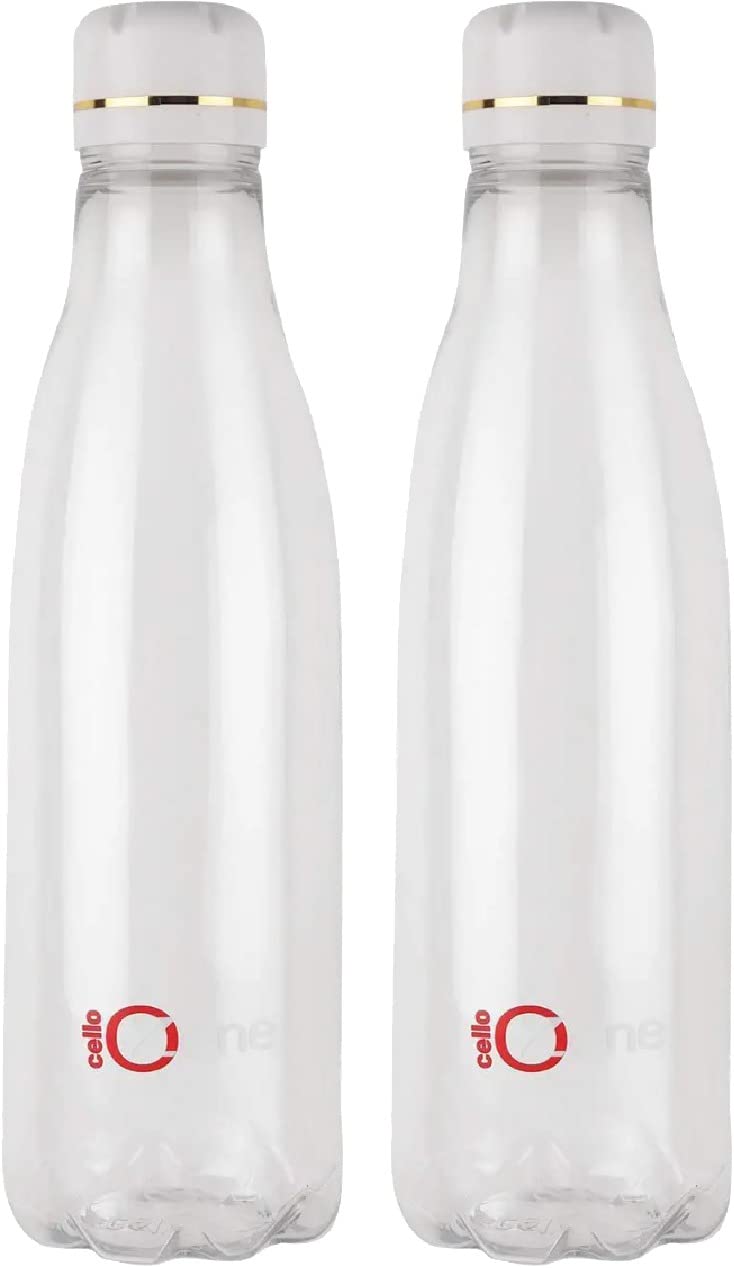 CELLO Ozone Plastic Fridge Water Bottle, Set of 2, 1000ml, Clear | Airtight Lid | Leak Proof & BPA Free | Ideal for Office, Sports, School, Travelling, Gym, Yoga