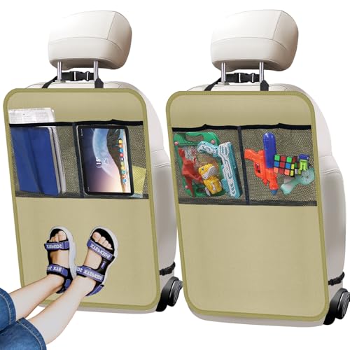 Image of 2 Pack Kick Mat Backseat Protector,Back Seat Cover for Kids Beige