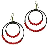  Chic-Net Baumwollohrringe Ohrringe Ohrhänger Baumwolle Damen Schmuck Creolen Perlen Korallen-Optik