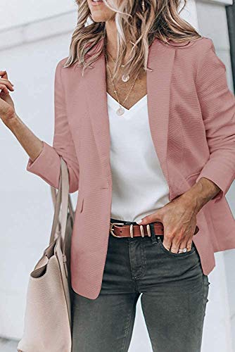 Cicy Bell Womens Casual Blazers Open Front Long Sleeve Work Office Jackets Blazer(Nude Pink,Small) #TOP1