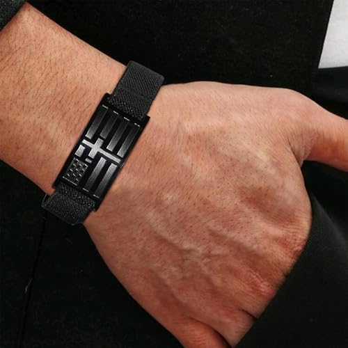 Bracelets for Boy Men American Flag Cross Bible Verse Bracelet Christmas Birthday Easter Christian Gifts for Dad Daddy New Dad Husband2