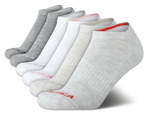 Image of Nautica Womens Low Cut Socks - 6 Pack Soft Stretch Breathable Mesh Cushioned Athletic Performance No Show Socks for Women