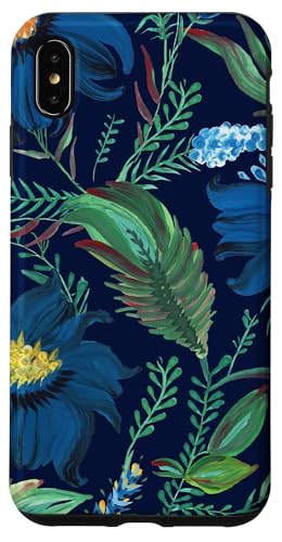Blue Flower Pattern Hand Painted Botanical Artistic Garden X}zP[X iPhone XS Max p