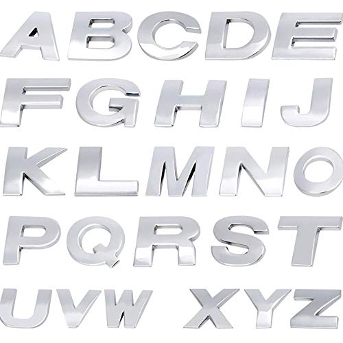 ISKYBOB D letras del alfabeto del coche pegatinas de metal, autoadhesivas, 26 letras inglesas, logotipo para decoración de emblema cromado Cover