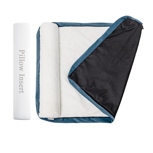Replacement Dog Bed Covers with Soft Plush Fabric and Built-in Orthopedic Pillow, 30x20x3 Inches...