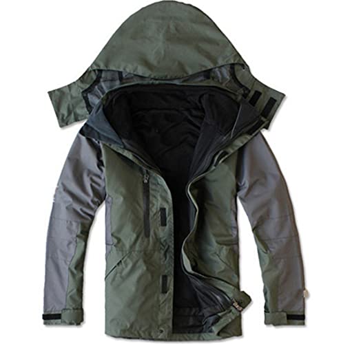 RatenKont Herren Winter 3 In 1 Wasserdicht Angeln Skifahren Warm Trekking Wandern Klettern Outdoor Jacken Army Green XL Cover