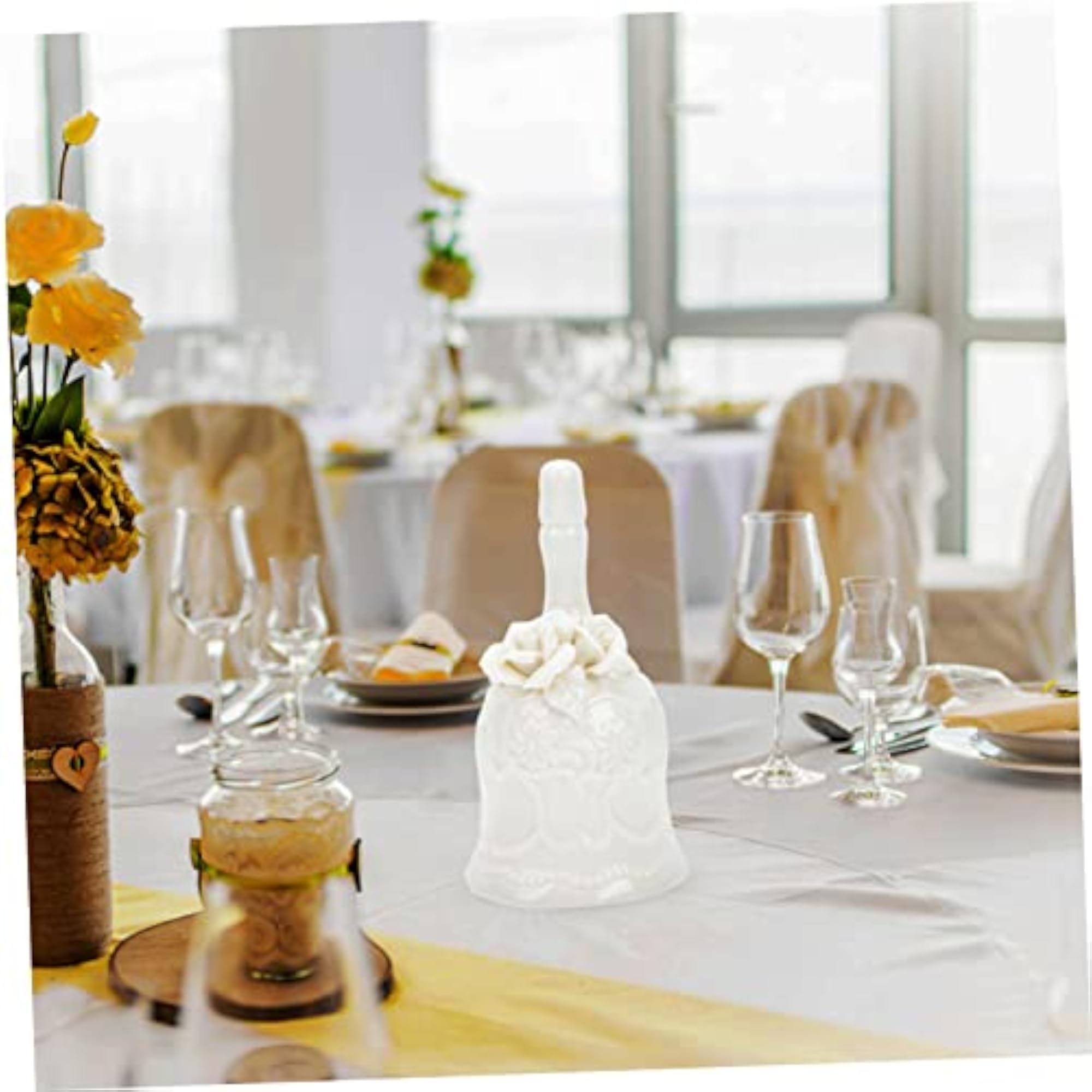 Ceramic Carved Hand Bell for Home and Restaurant Use
