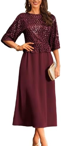 GRACE KARIN Mother of Bride Dresses 2025, 3/4 Sleeve Sequin Dress Maxi, Elegant Wedding Guest Dress Formal Cocktail