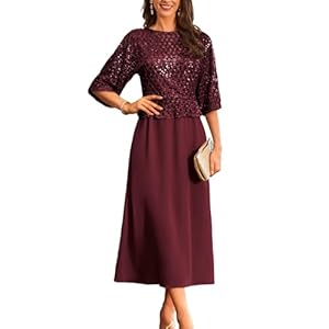 GRACE KARIN Mother of Bride Dresses 2025, 3/4 Sleeve Sequin Dress Maxi, Elegant Wedding Guest Dress Formal Cocktail