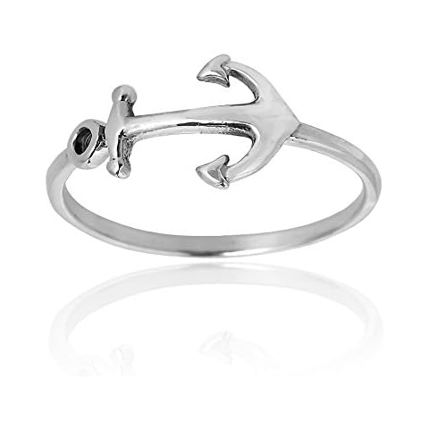 AeraVida Nautical Anchor of Hope Band .925 Sterling Silver Ring Cover