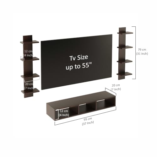 Image of FURNEASER Qube Wall Mounted TV Unit for Living Room | TV Entertainment Center for TVs 32 to 55 Inch | Floating TV Stand with Storage Shelves & Set Top Box Rack | Wall Shelf for Living Room