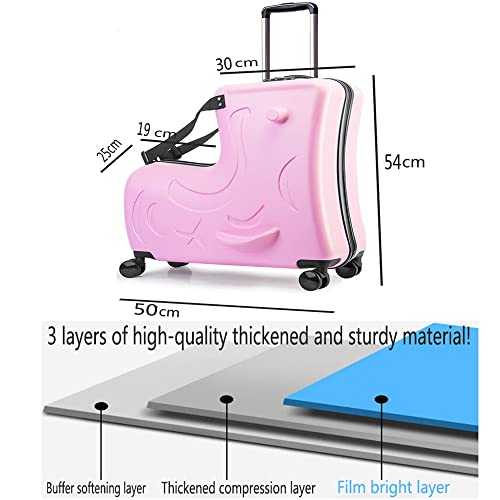 Wangbaochang2017 20in Kid Suitcase Trolley Case - Rideable Luggage With Fashionable Appearance - Funny Travel Companion for Girls in Pink for Children3