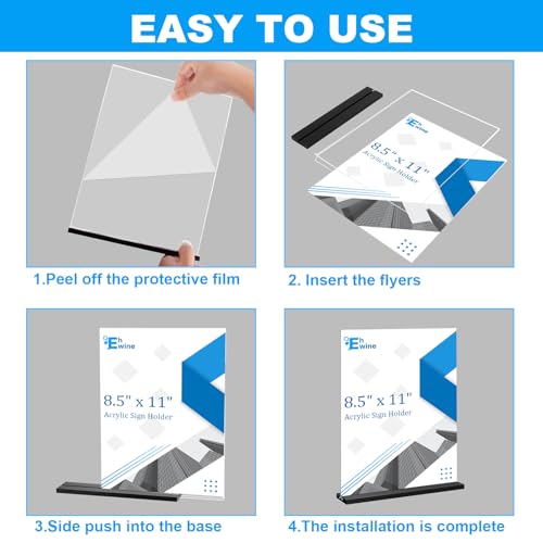 image for EHWINE 6 Pack Acrylic Sign Holder 8.5 x 11, Double-Sided Stand up Tabl