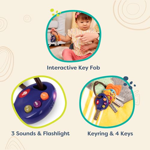 B. toys – LucKeys – Blue – Pretend Play Toy Car Keys – Key Fob with Lights & Sounds – Interactive Baby Toy – Pretend Keys for Babies, Toddlers – 10+ Months by B. toys - Image 4