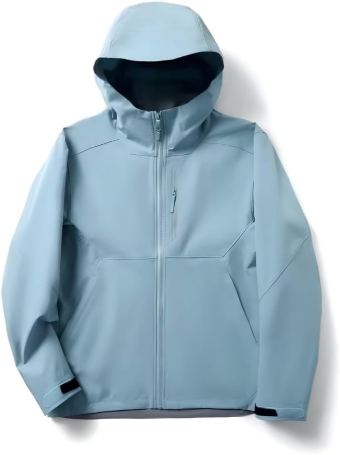 Mens Waterproof Windbreaker Jacket Hooded Lightweight Outdoor Oversized Coat with Pockets