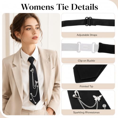 Image of Tucnoeu Bow Tie for Women - 2Pcs Women's Bow Ties,Pre-tied Adjustable Bowties