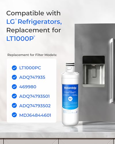 Image of Waterdrop LT1000PC ADQ747935 MDJ64844601 NSF Certified Refrigerator Water Filter, Replacement for LG LT1000P, ADQ74793501, ADQ74793502, 46-9980, 9980, LFXC24796S, LSFXC2496D