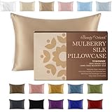 Beauty of Orient 100% Pure Mulberry Silk Pillowcase for Hair and Skin, 19 Momme, Champagne, King - 20' x 36'
