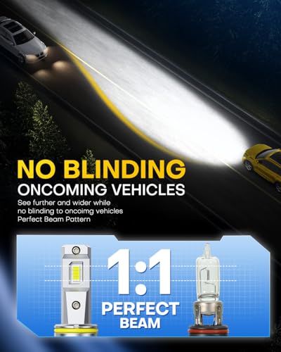 Image of AUXITO H10 9145 LED Fog Light Bulbs, 6500K Ultra White 1000% Increased Brightness, Precision 1:1 Mini Design, Simple Plug Play Installation, Stable Illumination, 99% Vehicles Supported, Pack of 2